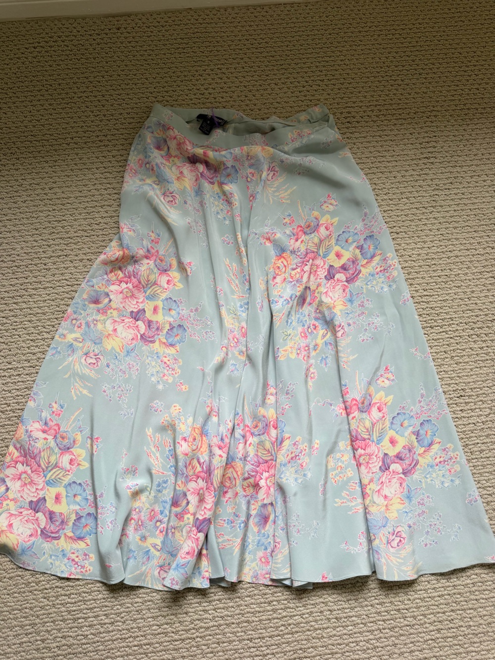 Ralph Lauren Light Blue Floral Silk Top